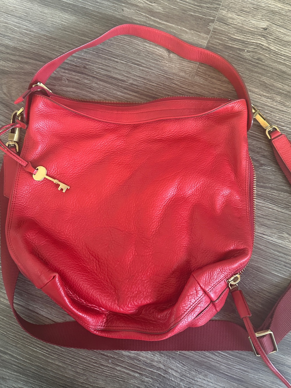 Fossil Maya Small Hobo Crossbody Red Shoulder Bag